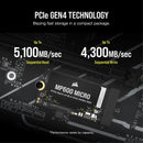 Corsair MP600 Micro 1TB PCIe Gen4 x4 NVMe M.2 2242 SSD (CSSD-F1000GBMP600MCR2)
