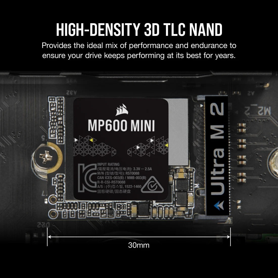 Corsair MP600 Mini 2TB PCIe Gen4 x4 NVMe M.2 2230 SSD (CSSD-F2000GBMP600MNR2)