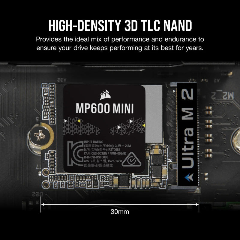 Corsair MP600 Mini 2TB PCIe Gen4 x4 NVMe M.2 2230 SSD (CSSD-F2000GBMP600MNR2)