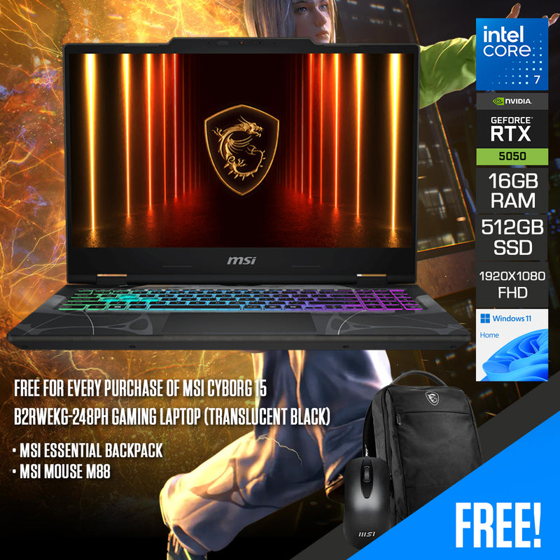 MSI Cyborg 15 B2RWEKG-248PH Gaming Laptop (Translucent Black)