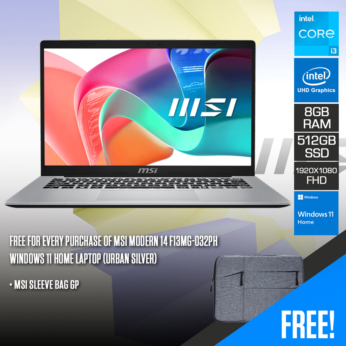 MSI Modern 14 F13MG-032PH Laptop (Urban Silver) | DataBlitz