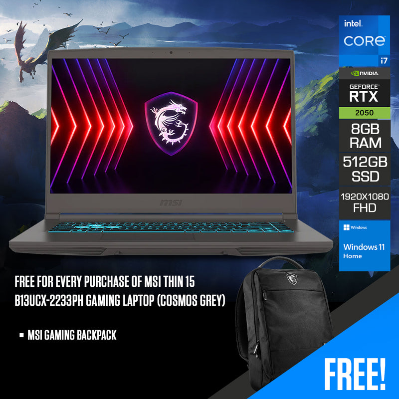 MSI Thin 15 B13UCX-2233PH Gaming Laptop (Cosmos Grey) | Datablitz