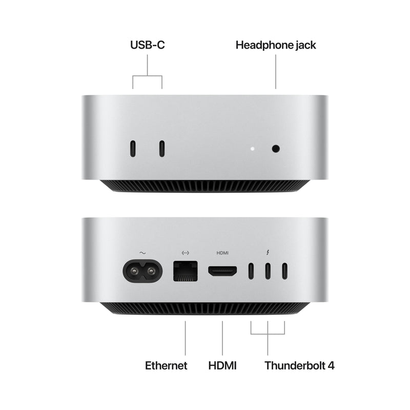 Apple Mac Mini M4 Chip with 10-core CPU and 10-core GPU 16GB Unified Memory + 256GB SSD Wi-Fi + Ethernet (Silver) (MU9D3ZP/A)