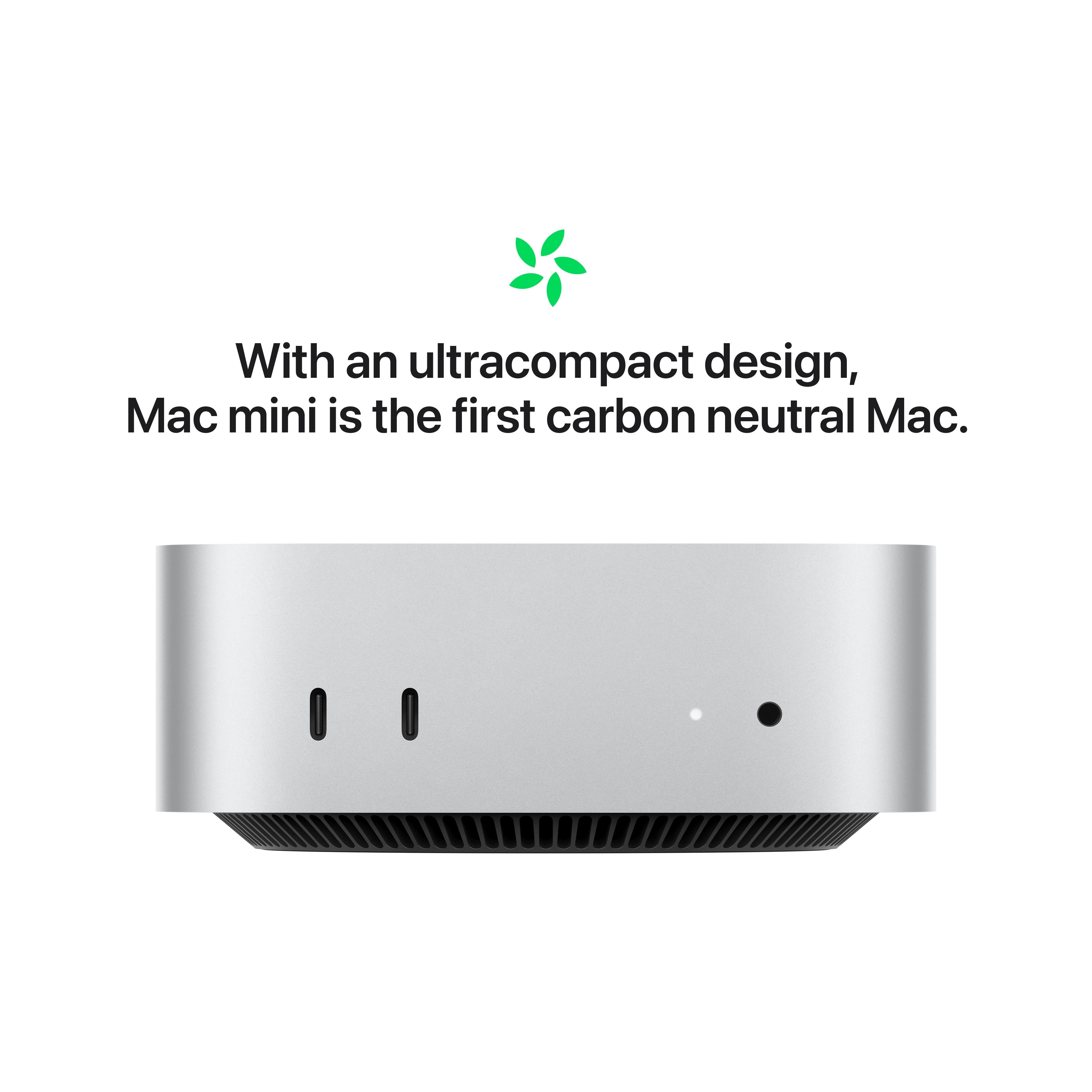 Apple Mac Mini M4 Chip with 10-core CPU and 10-core GPU 16GB Unified Memory + 256GB SSD Wi-Fi + Ethernet (Silver) (MU9D3ZP/A)