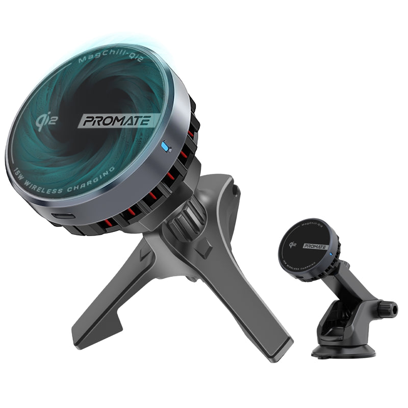 Promate MagChill-Qi2 ActiveCool Cradleless 15W Qi2 Certified Wireless SmartPhone Charger Mount
