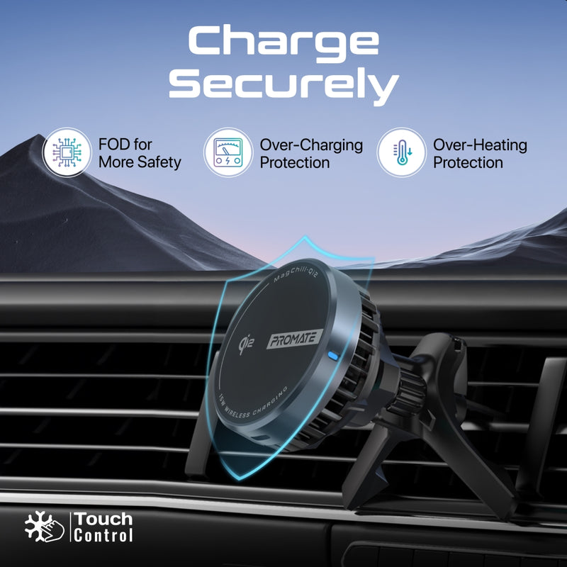 Promate MagChill-Qi2 ActiveCool Cradleless 15W Qi2 Certified Wireless SmartPhone Charger Mount
