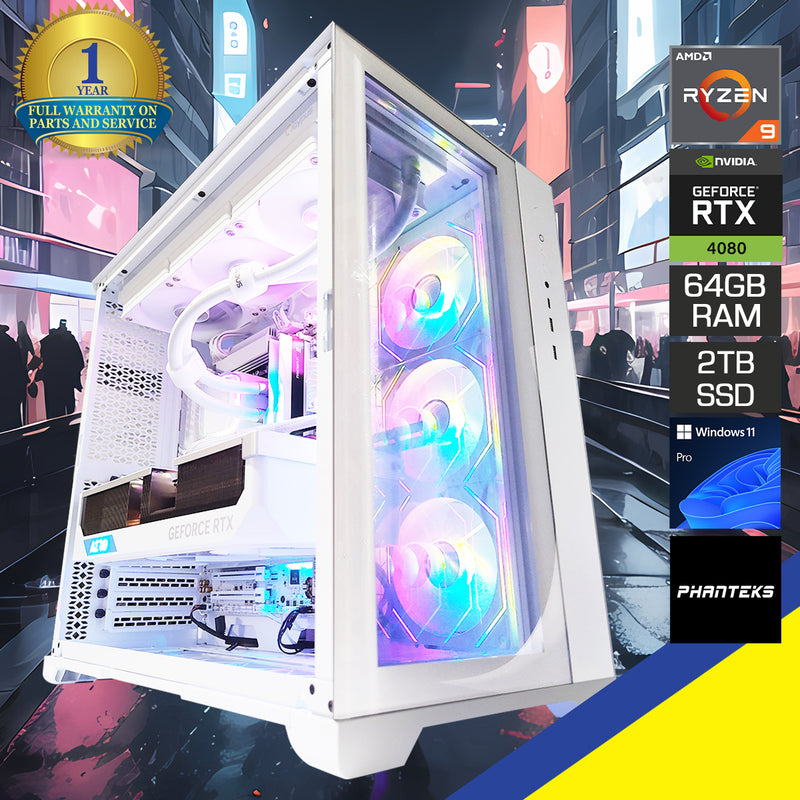 Ultra Magniumgear Neo Qube 2 White Desktop Gaming PC | AMD Ryzen 9 9900X | 64GB RAM | 2TB SSD | RTX 4080 Super | Windows 11 Pro