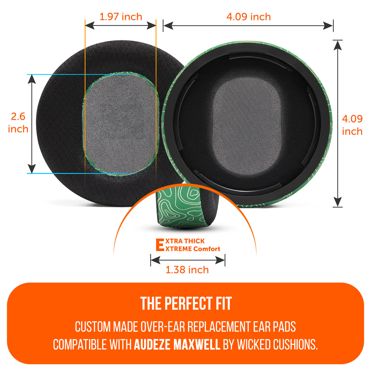 Wicked Cushions WC FreeZe - Hybrid Cooling Gel Earpads for Audeze Maxwell 