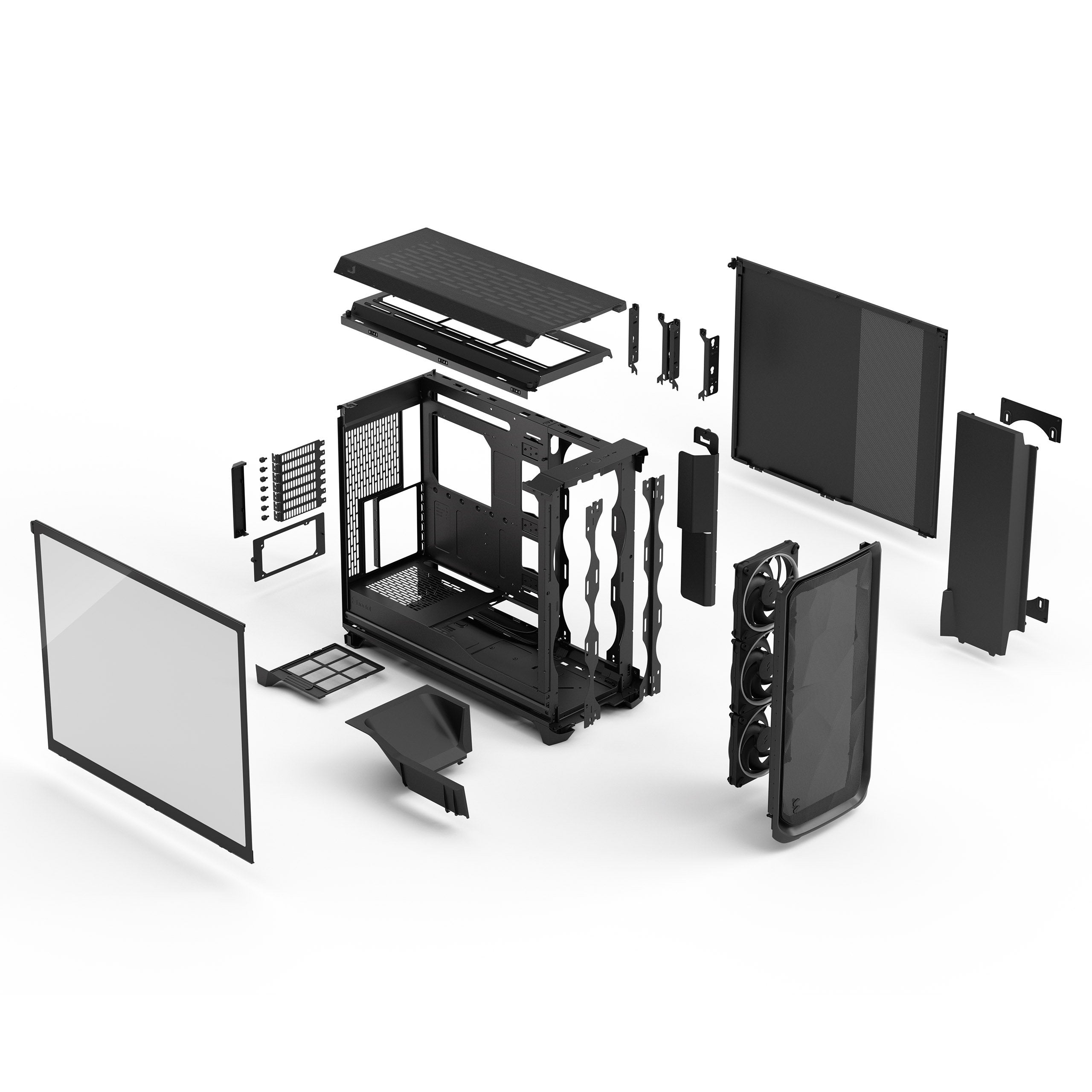 Fractal Design Meshify 3 XL Computer Case (Black RGB Tempered Glass Light Tint, White RGB Tempered Glass Clear Tint)