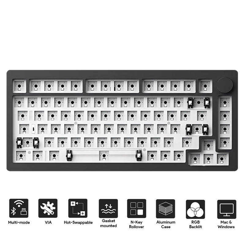 MonsGeek M1W V3 VIA Barebone DIY Kit Aluminum Case Multi-Mode RGB Hot-Swappable Mechanical Keyboard (Dark Night)