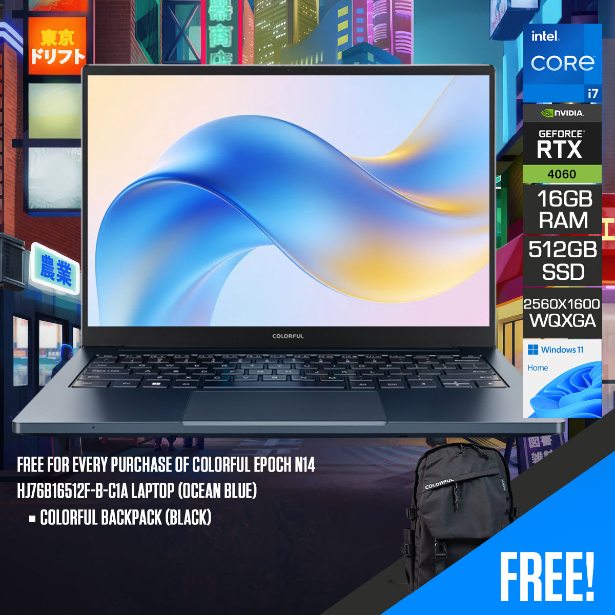 Colorful Epoch N14 HJ76B16512F-B-C1A Laptop (Ocean Blue)