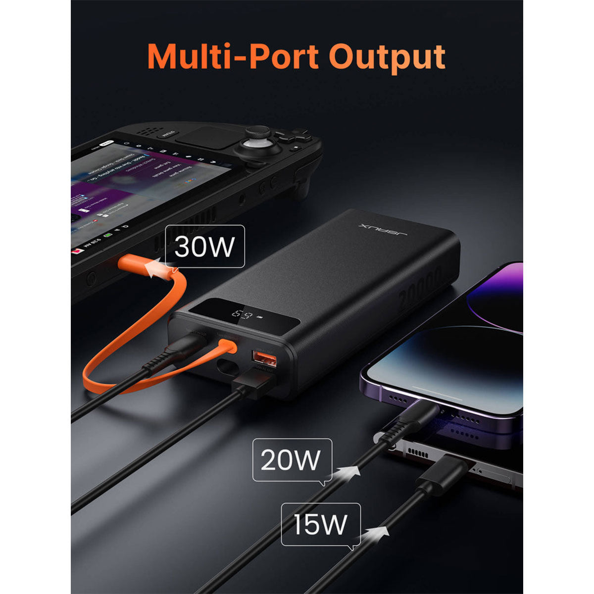 JSAUX 65W Fast Charging 20000mAh Portable Power Bank (Black) (PB6501)
