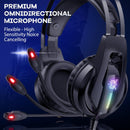 Onikuma K16 Gaming Headset With Mic And Noise Cancelling Blue LED Light (Black)