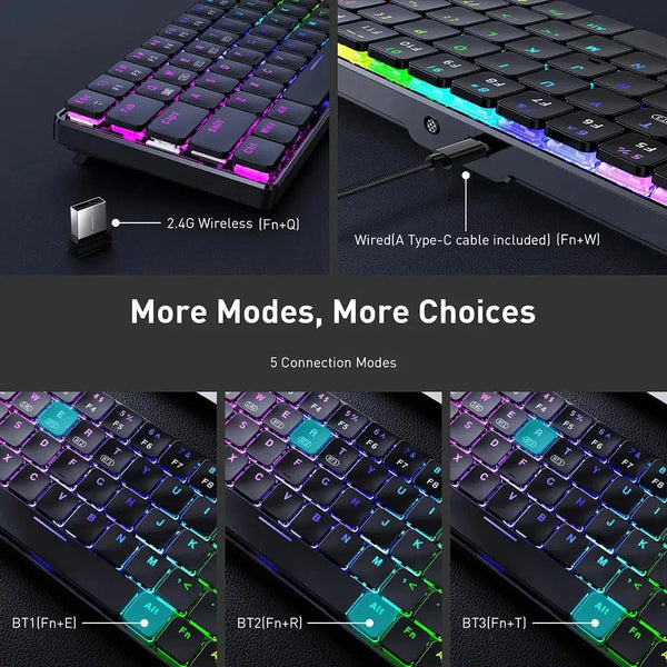 Onikuma G29 69 Keys RGB Wireless Mechanical Gaming Keyboard (Red Switch) (Black)