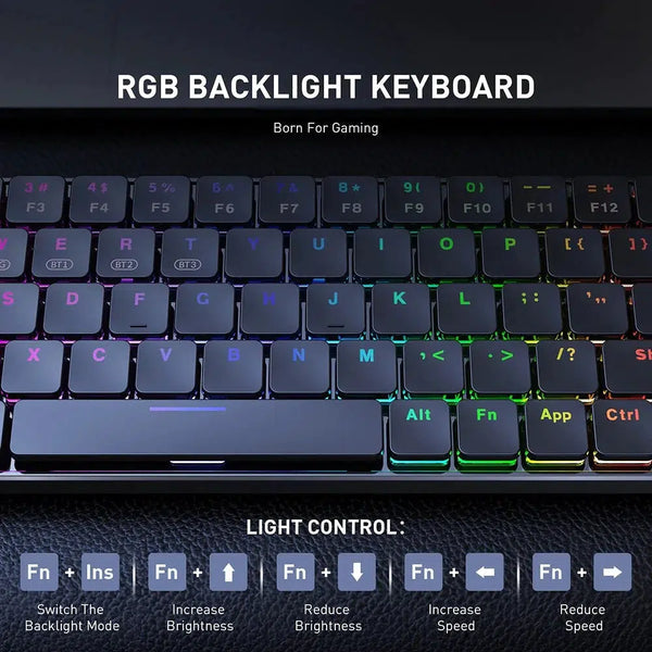 Onikuma G29 69 Keys RGB Wireless Mechanical Gaming Keyboard (Red Switch) (Black)