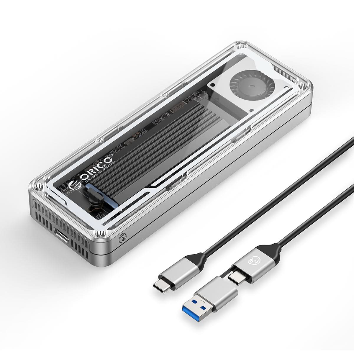 Orico Aluminum Crystal M.2 SSD Enclosure with Fan (AAGM2-U4-SV-BP)