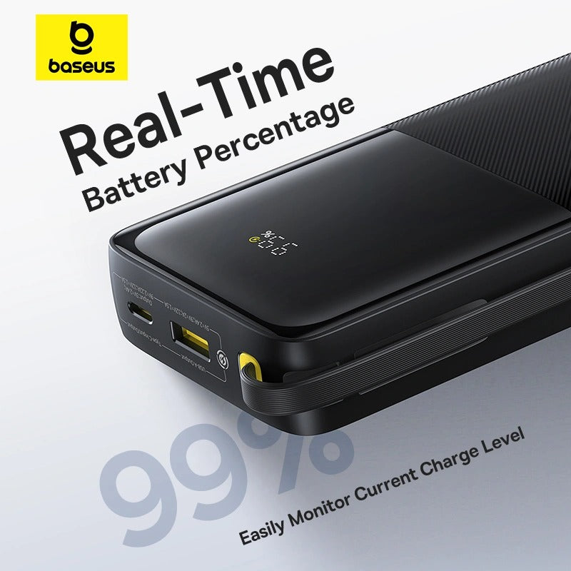 Baseus Bipow 2 Power Bank 20000mAh 20W with USB-C Cable (Cluster Black) (P10077101113-01)