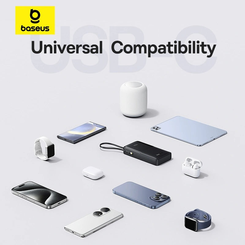 Baseus Bipow 2 Power Bank 20000mAh 20W with USB-C Cable (Cluster Black) (P10077101113-01)