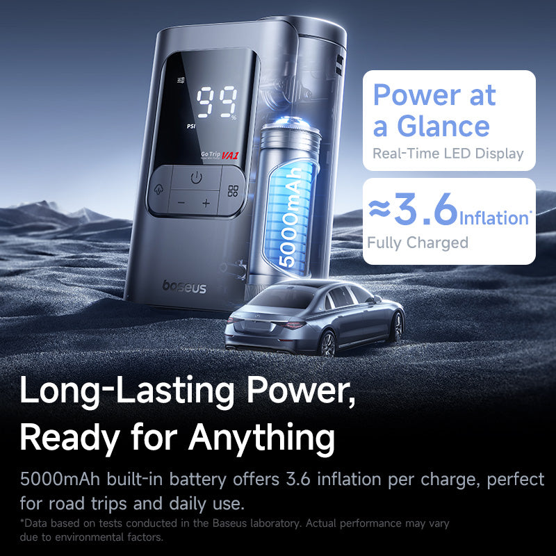 Baseus GoTrip VA1 Super Mini Wireless Inflator 19-Cylinder 82W (Cosmic Black) (C0119501)