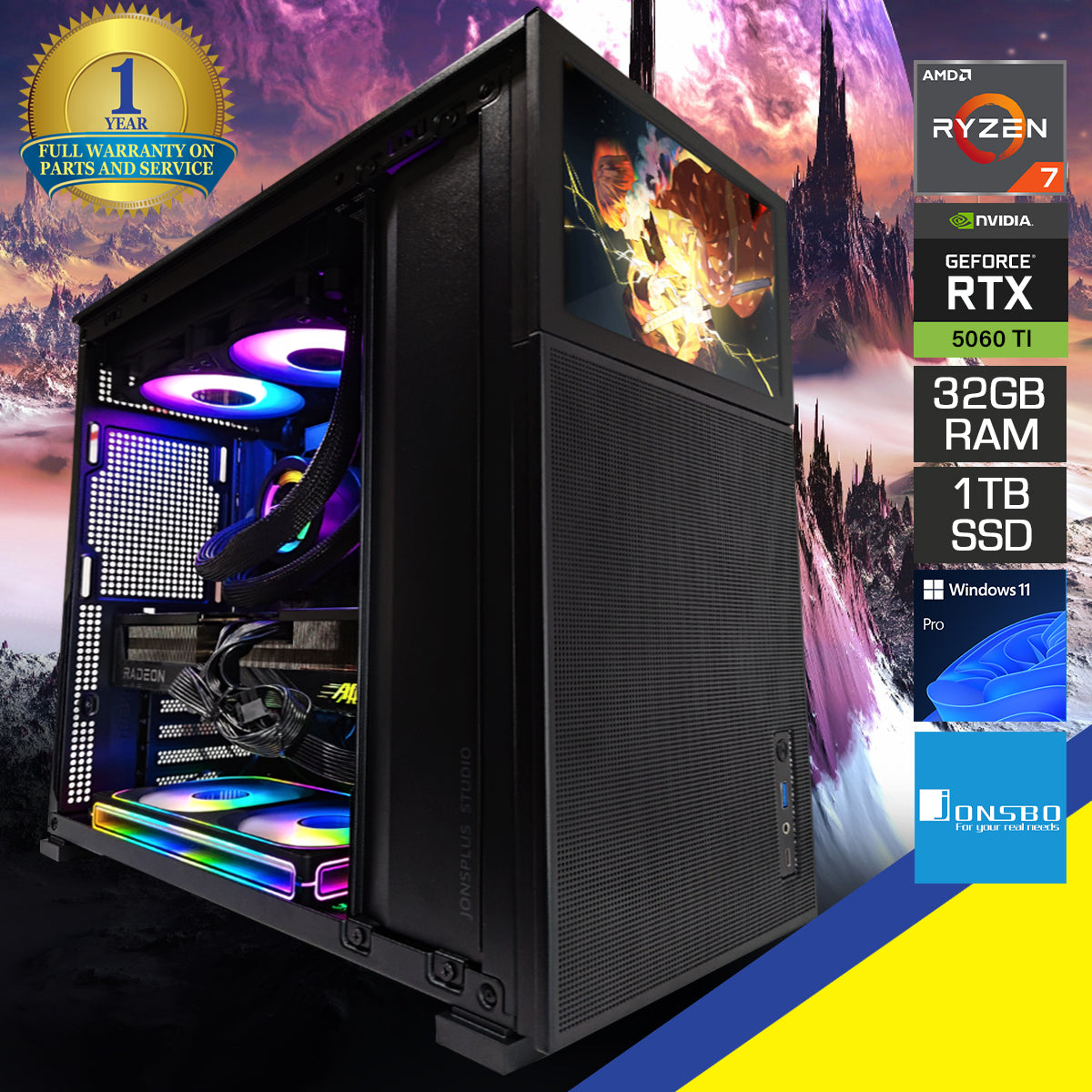 Optima D41 with DS8 Display Black Desktop Gaming PC