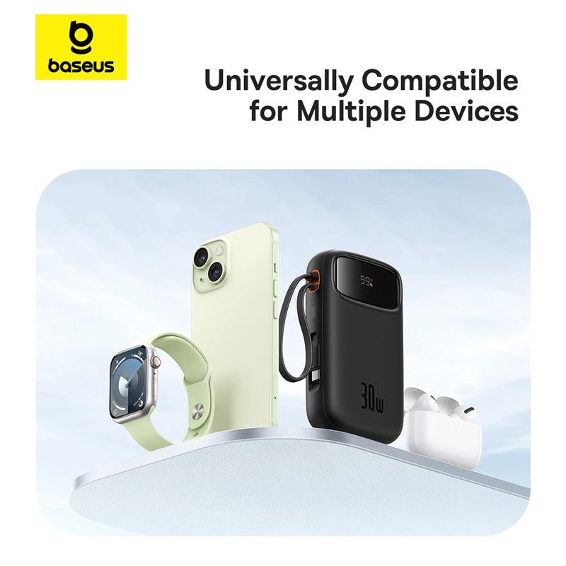 Baseus QPow 2 Digital Display Fast-Charging Power Bank with 2 Built-in Type-C Cable 20000mAh 30W