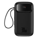 Baseus QPow 2 Digital Display Fast-Charging Power Bank with 2 Built-in Type-C Cable 20000mAh 30W