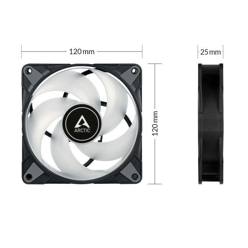 Arctic P12 PWM PST RGB 0dB Semi-Passive 120mm Single Fan with RGB