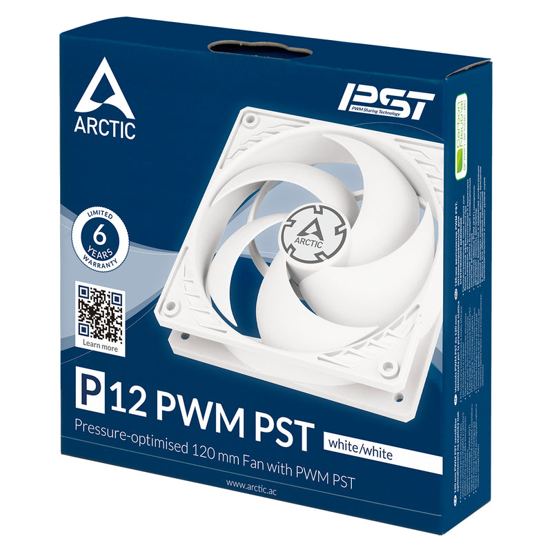 Arctic P12 PWM PST Pressure-Optimised 120mm Single Fan (White/Transparent) (ACFAN00132A)