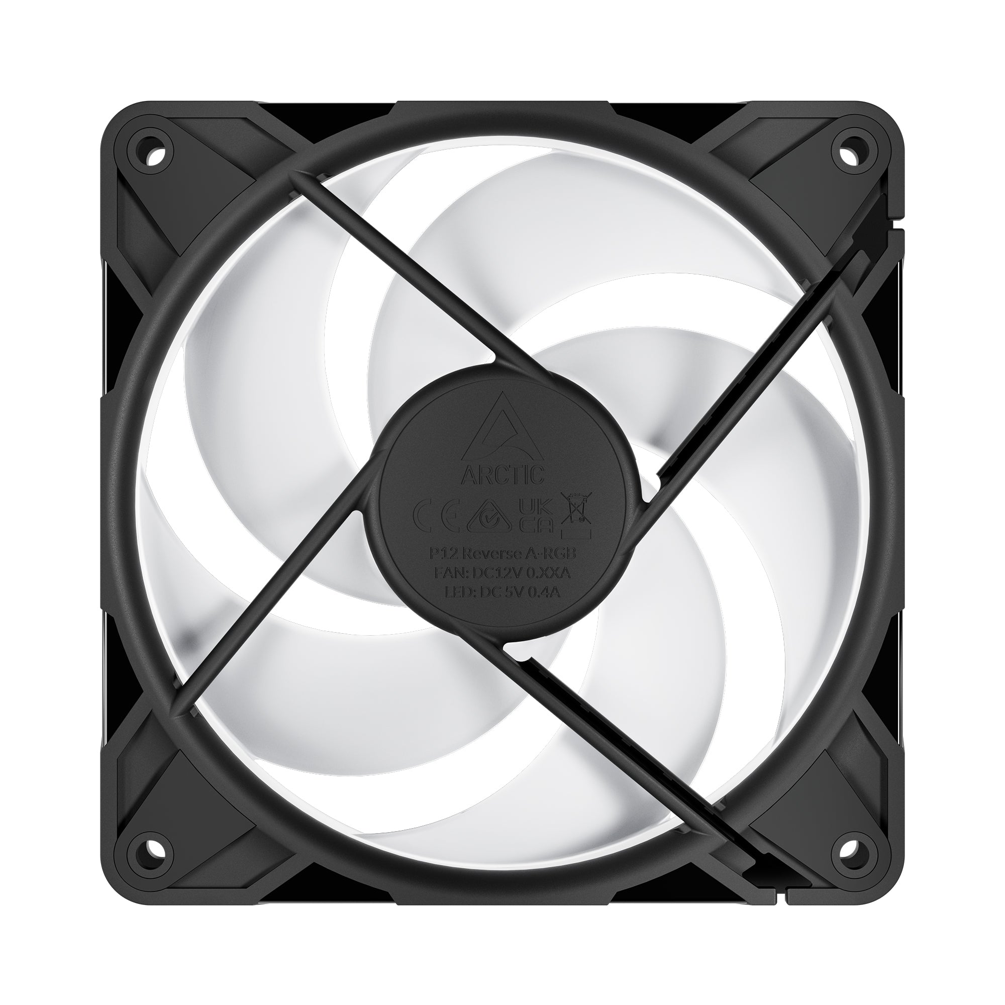 Arctic P12 Pro Reverse 120mm A-RGB PWM Single Fan with Cable Splitter (Black, White) (ACFAN00322A, ACFAN00325A)