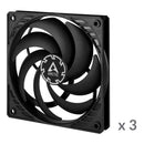 Arctic P12 Slim PWM PST | 120mm Low-Profile PWM Fan with Cable Splitter (Black) (3-Pack)