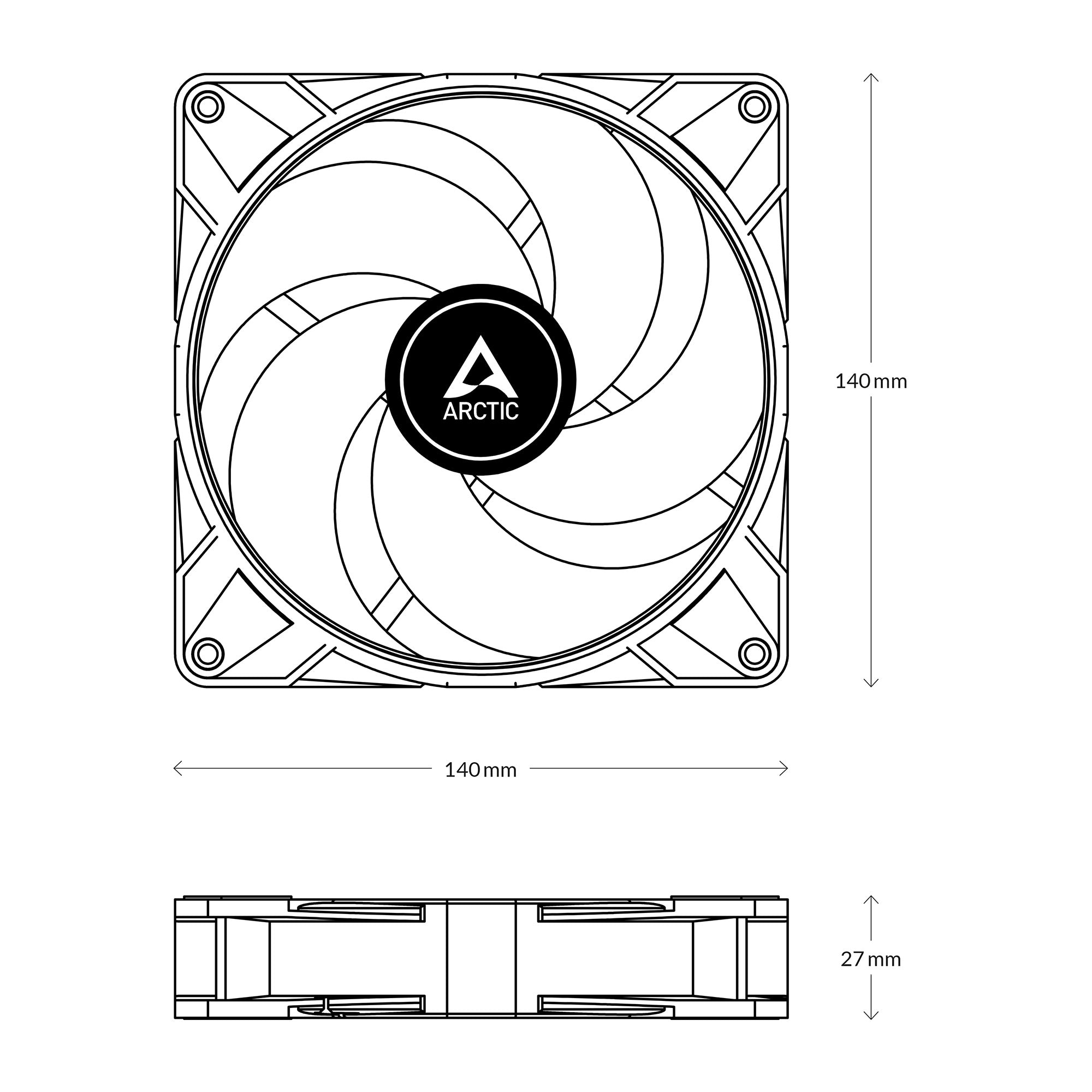 Arctic P14 Max 140mm High-Speed PWM Single Fan (White) (ACFAN00304A)