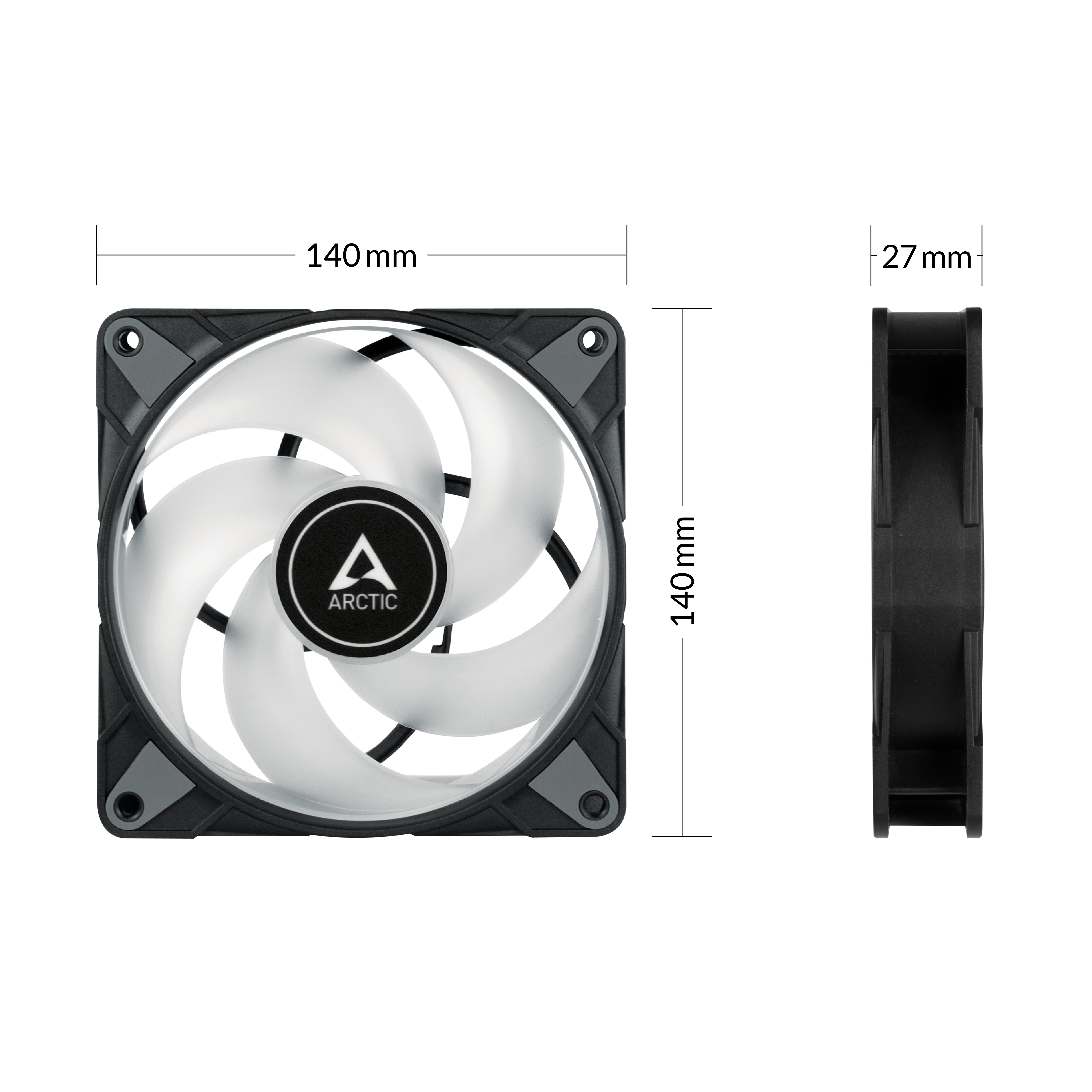 Arctic P14 PWM PST A-RGB Semi-Passive 140mm 3-Pack Fan (Black) (ACFAN00257A)