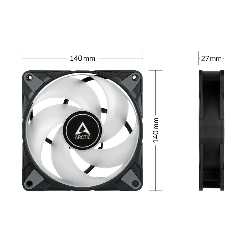 Arctic P14 PWM PST A-RGB Semi-Passive 140mm 3-Pack Fan (Black) (ACFAN00257A)