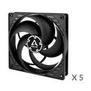 Arctic P14 PWM PST 140mm PWM 5-Pack Fan with Cable Splitter (Black) (ACFAN00138A)
