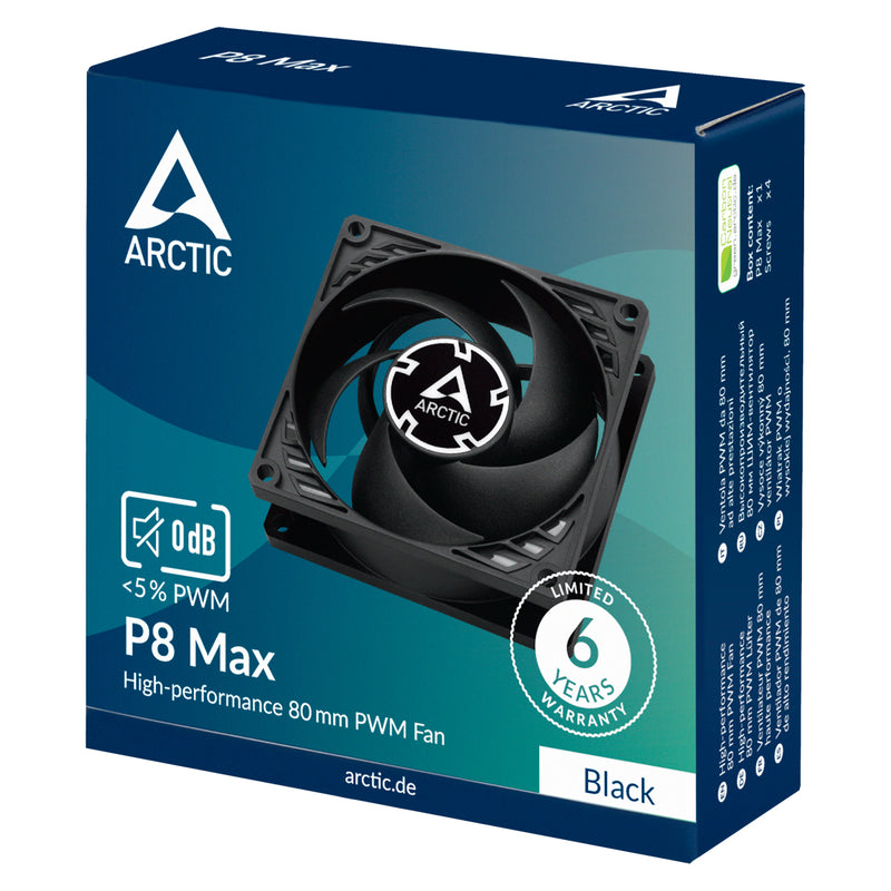 Arctic P8 Max High-Speed 80mm PWM Single Fan (Black) (ACFAN00286A)