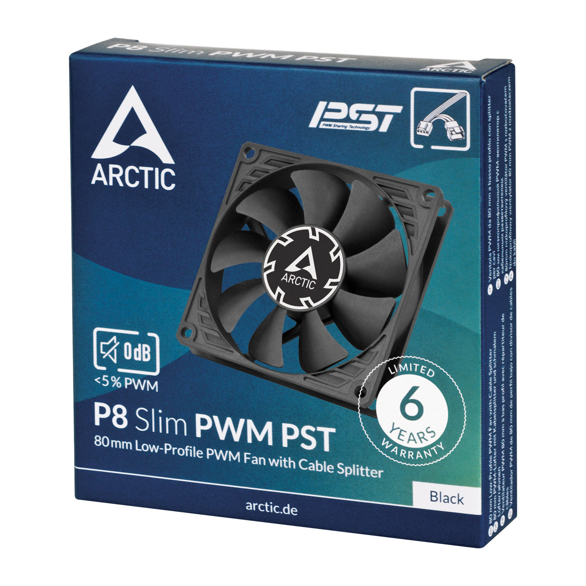Arctic P8 Slim PWM PST 80mm Low-Profile PWM Fan with Cable Splitter