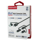 Promate Pentapower 6-IN-1 Hybrid Multi-Connector Cable For Charging And Data Transfer Black