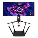 Asus ROG Swift OLED PG34WCDM 34" UWQHD (3440X1440) 240HZ 0.03MS GTG Ultra-Wide Curved Gaming Monitor | Asus AX1800 Dual Band Smart WiFi 6 Router (RT-AX53U) Bundle