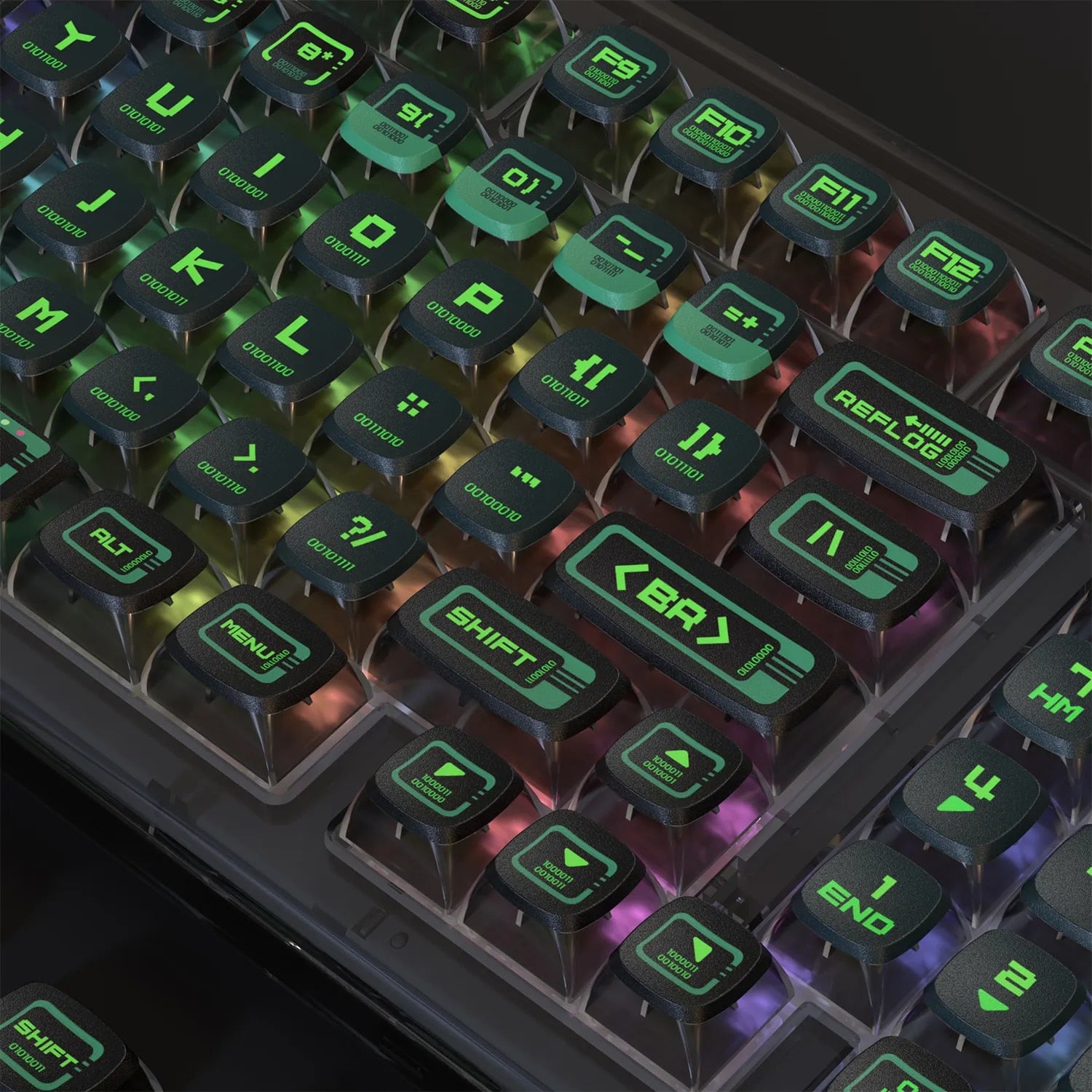PIIFOX 117-Key Dye-Subbed PBT ASA Profile Pudding Keycaps Set (Binary)