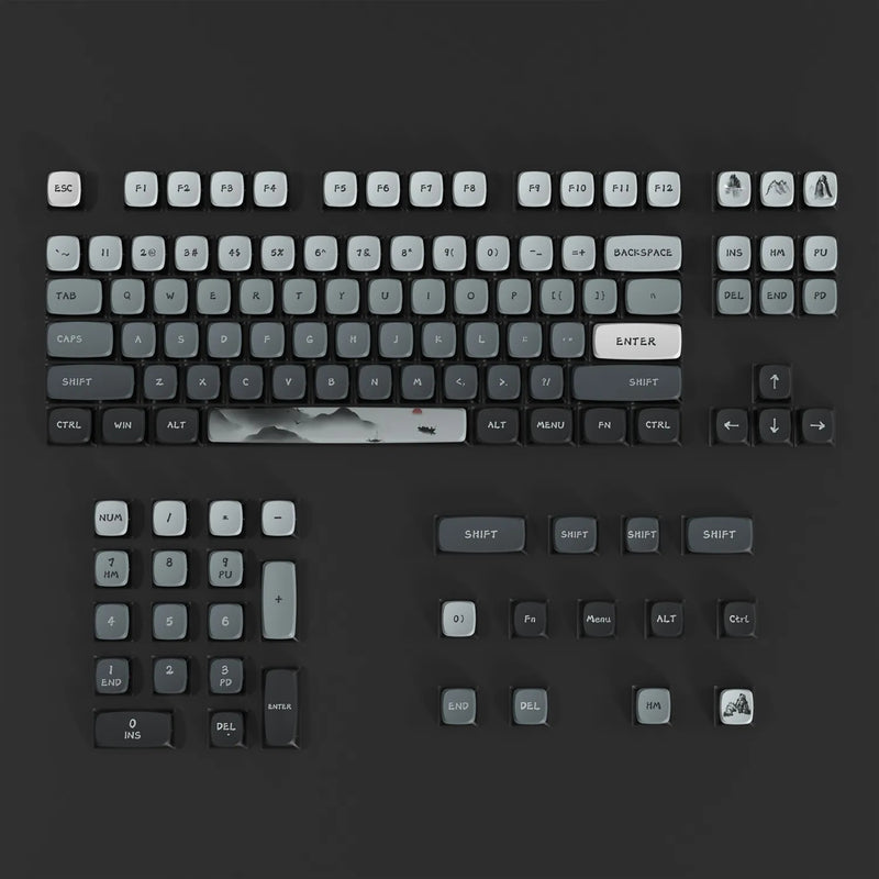 PIIFOX 117-Key Dye-Subbed PBT ASA Profile Pudding Keycaps Set (Foggy Mountains)