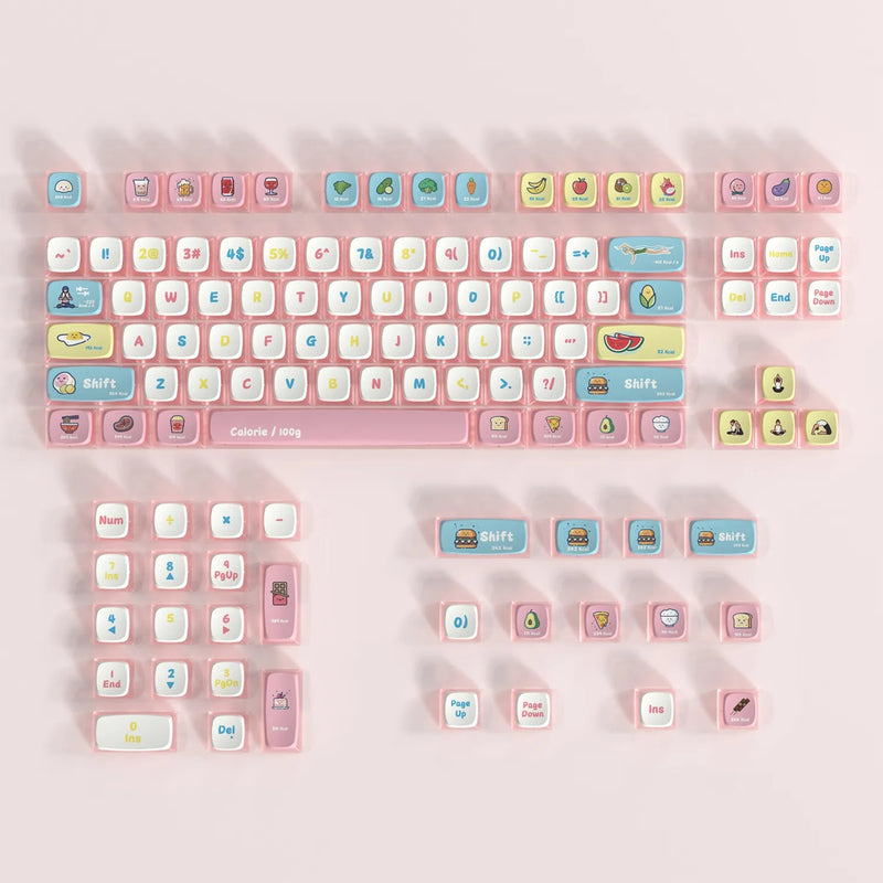 PIIFOX 117-Key Dye-Subbed PBT ASA Profile Pudding Keycaps Set (Calories)