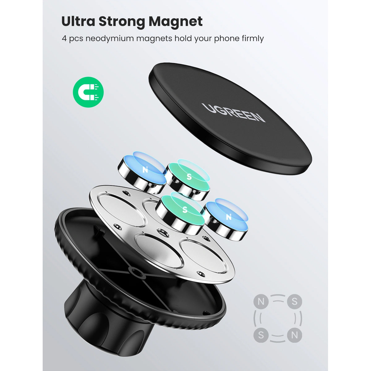 Ugreen Dashboard Magnetic Car Phone Holder (Black) (LP292/80785)