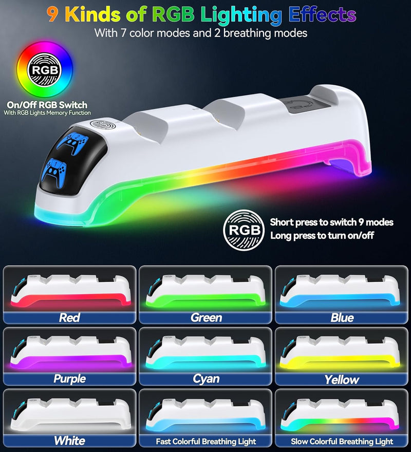 OIVO Controller Charging Station with Headset Holder for 2023 PS5 Disc & Digital Edition (White) (NG-P5301)