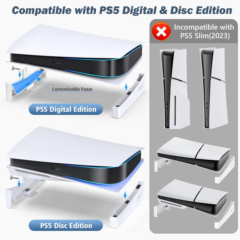 OIVO Horizontal Stand for PS5 Disc / PS5 Digital Edition (White) (IV-P5222)