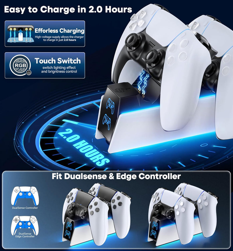 OIVO Dual Controller Charging Station for PS5 / PS5 Edge Controller (White) (IV-P5322B)