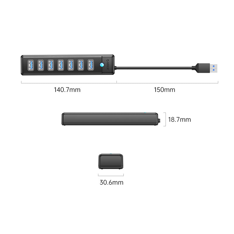 Orico 7 Ports USB3.0 Hub PW7U (PW7U-U3) (Black)