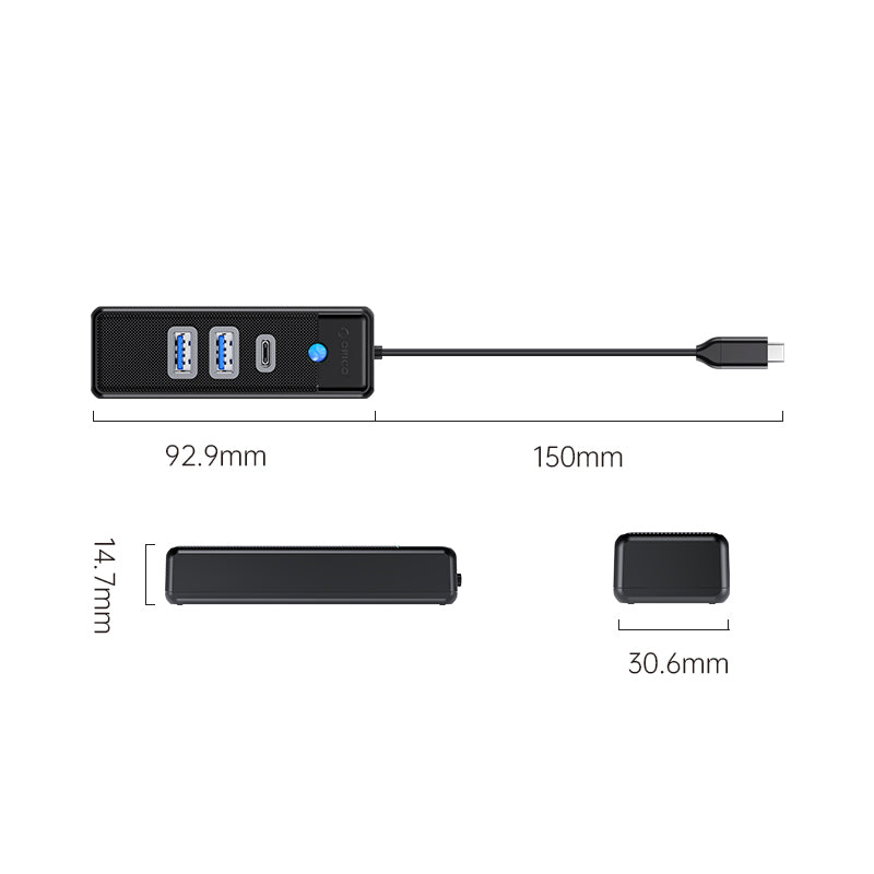 Orico 3-Port USB-C 3.0 Hub (PWC2U-C3) (Black)