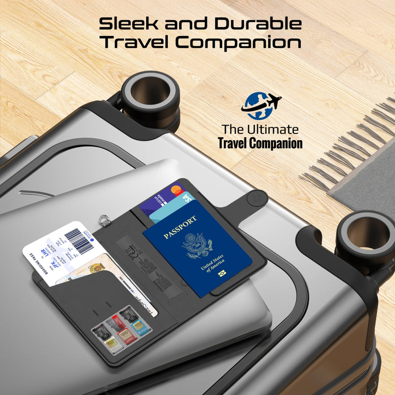 Promate PassMate Anti-Loss Slim Leather Passport Holder with RFID Protection & Smart Tracking