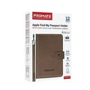 Promate PassMate Anti-Loss Slim Leather Passport Holder with RFID Protection & Smart Tracking