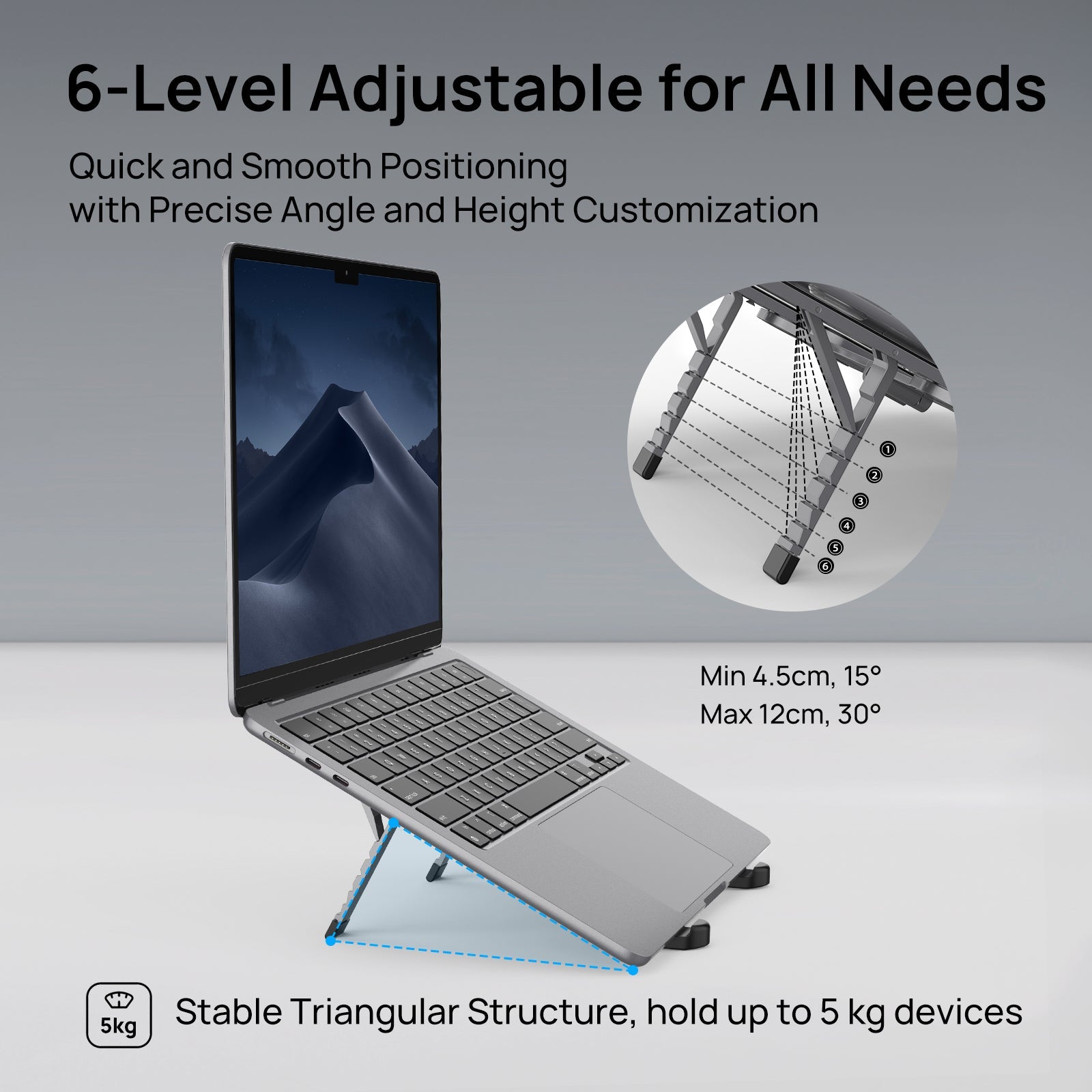 SODI 314 Ultra Compact Foldable Portable Laptop Stand (Grey)